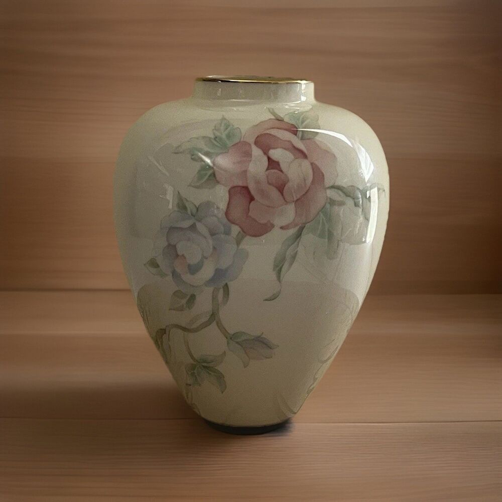 LENOX Chatsworth Collection Floral Vase 24K Gold Trim 6"
